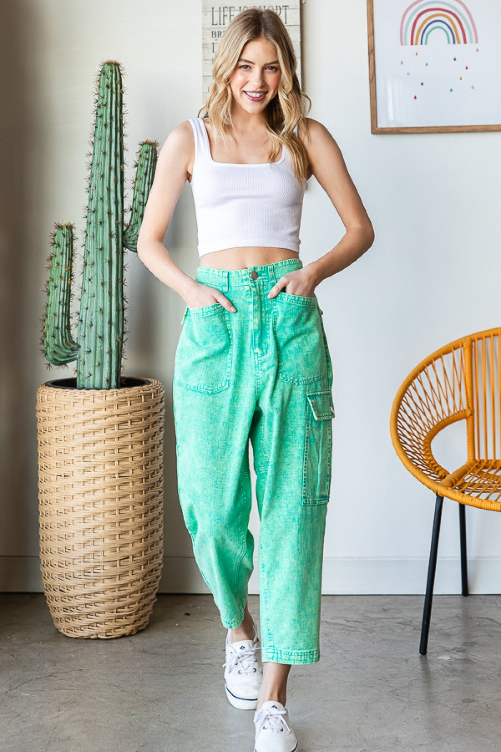Oli & Hali Washed Woven Baggy Pants
