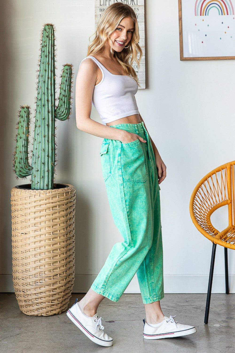 Oli & Hali Washed Woven Baggy Pants