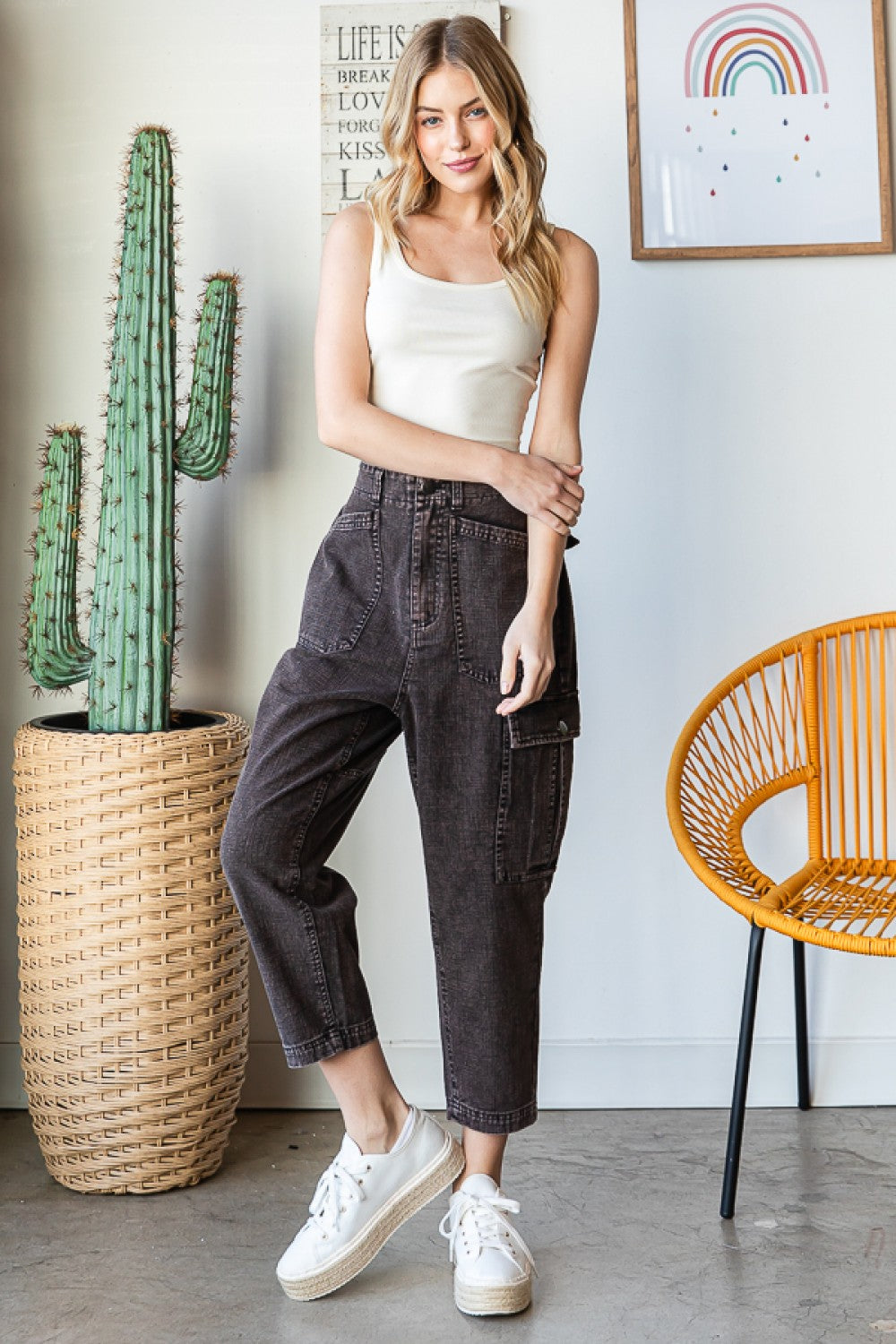 Oli & Hali Washed Woven Baggy Pants