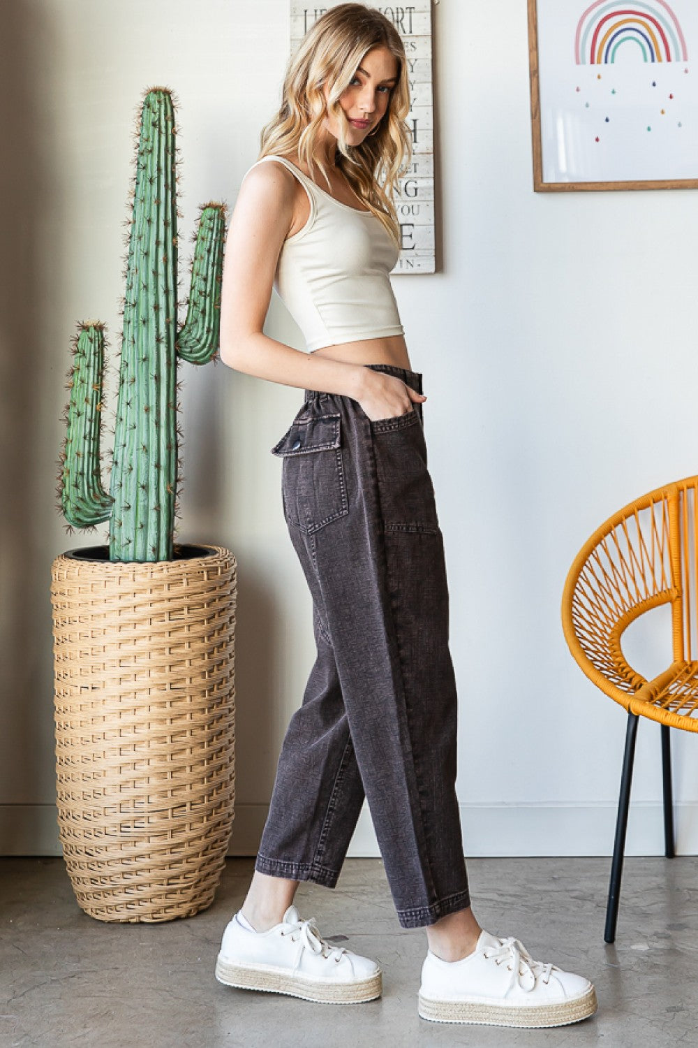 Oli & Hali Washed Woven Baggy Pants