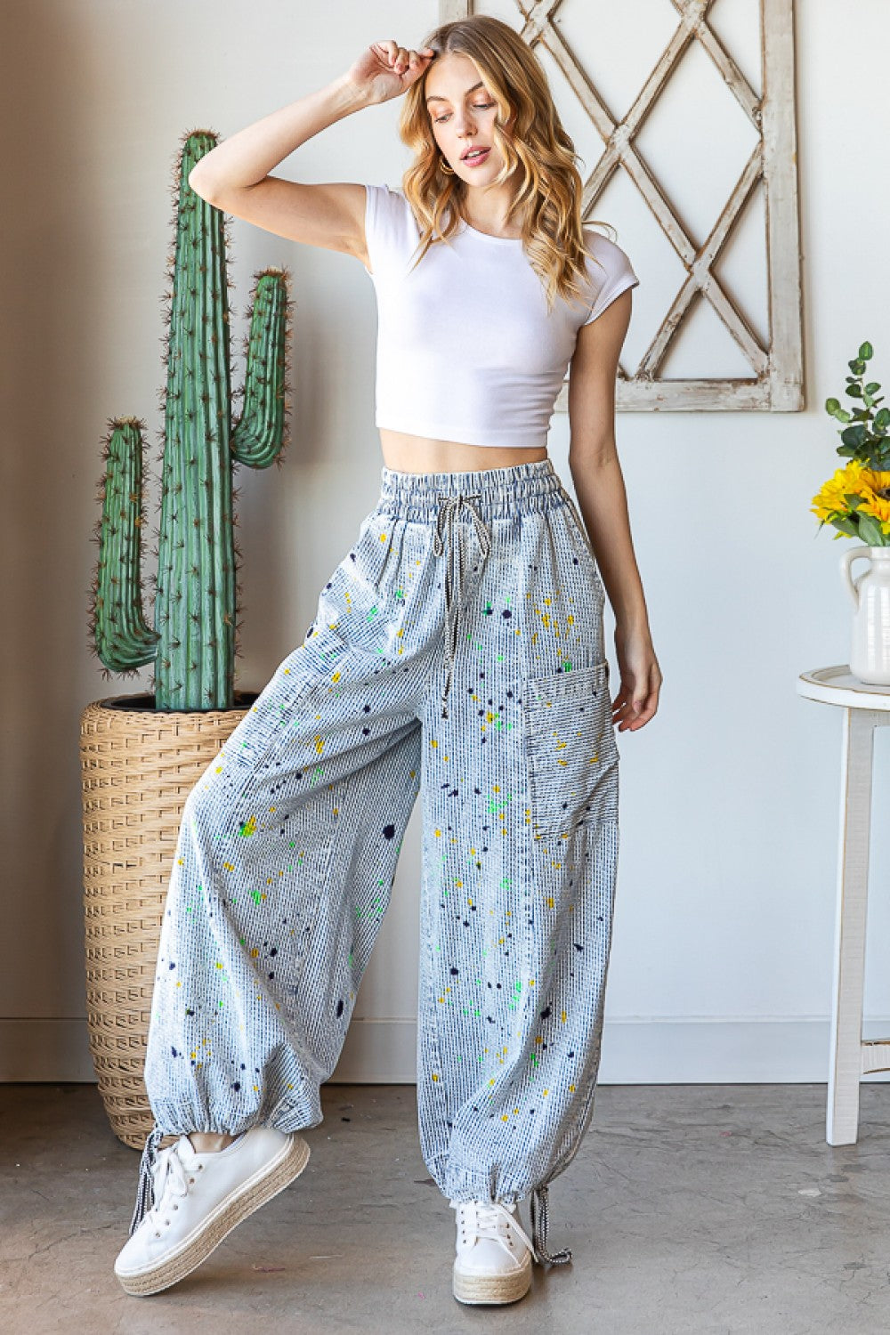 Oli & Hali Washed Stripped Cargo Pants