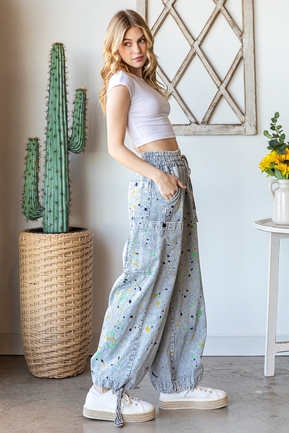 Oli & Hali Washed Stripped Cargo Pants