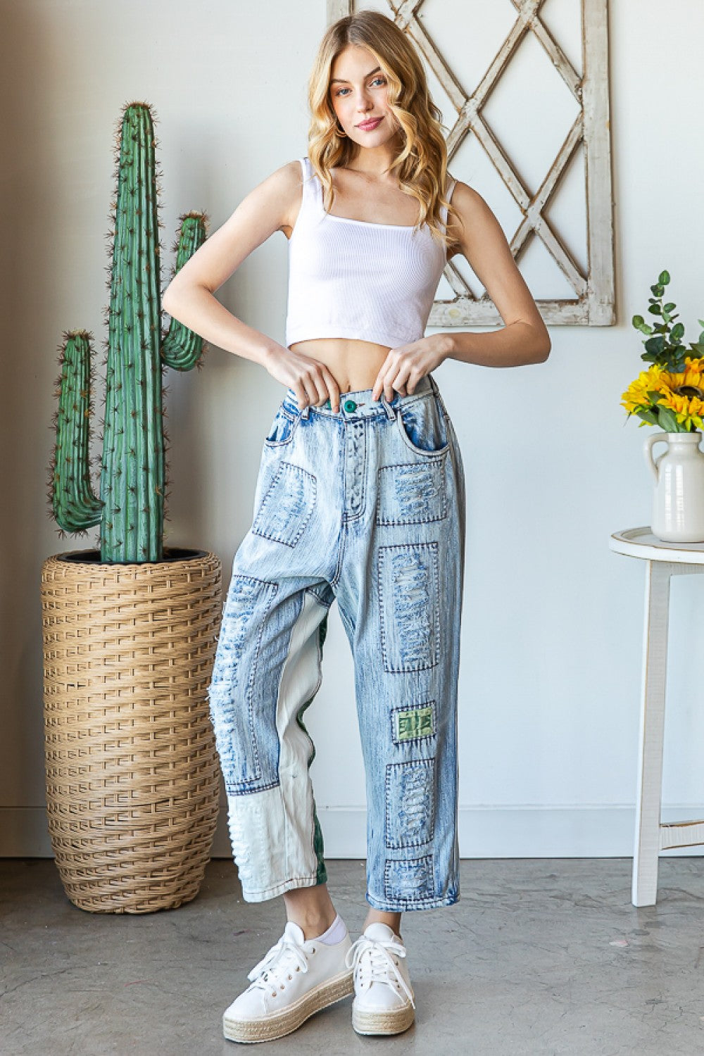 Oli & Hali Washed Distressed Jeans Pants