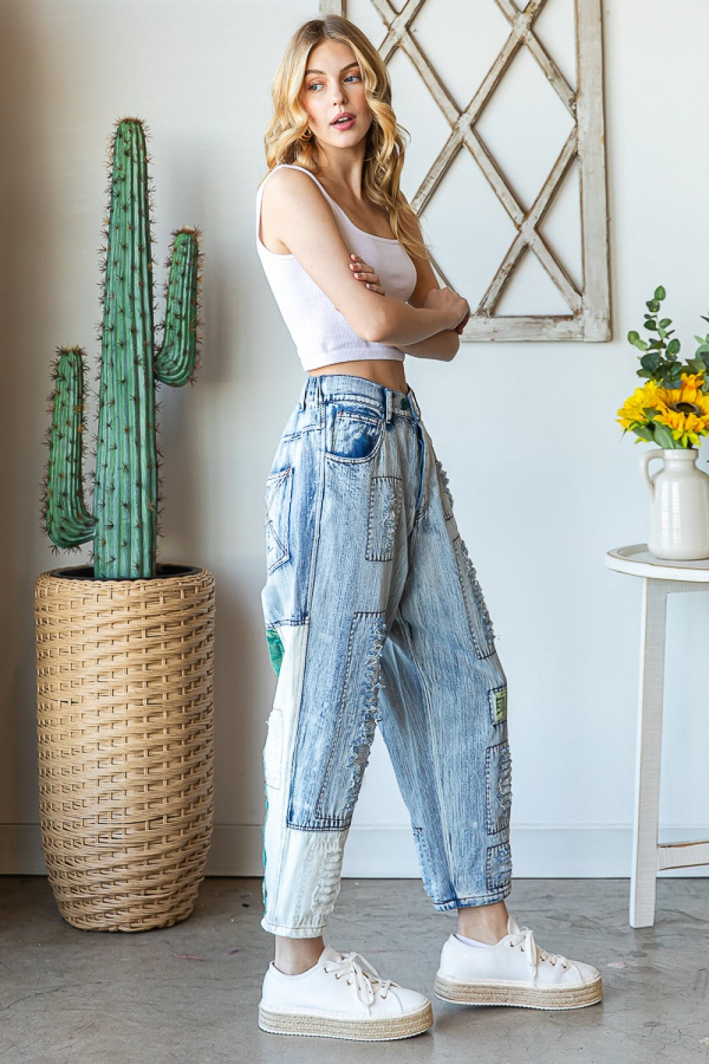 Oli & Hali Washed Distressed Jeans Pants