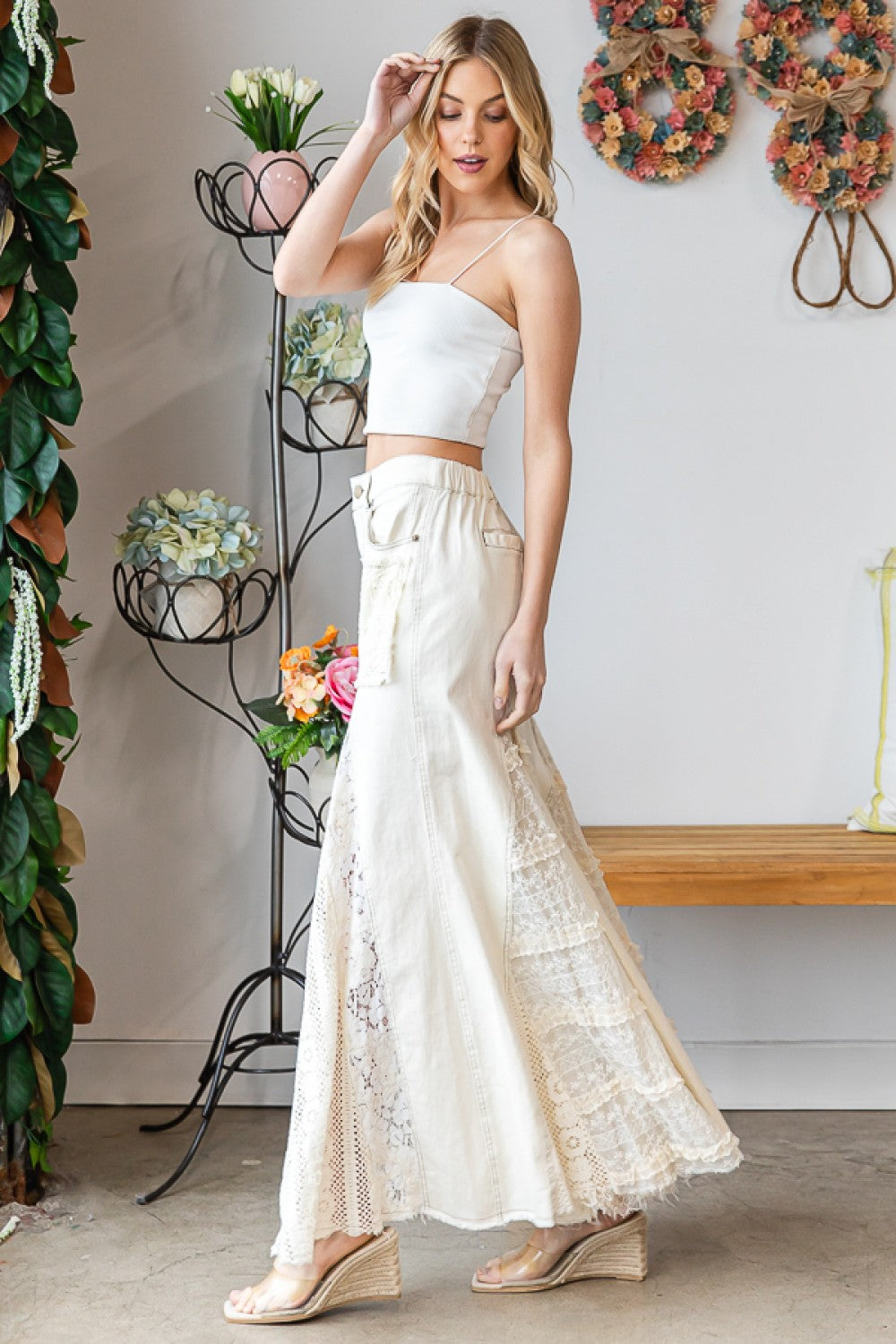 Oli & Hali Lace Wide Leg Relaxed Fit Pants