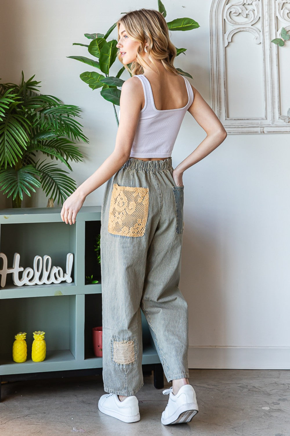 Oli & Hali Washed Stripped Baggy Pants