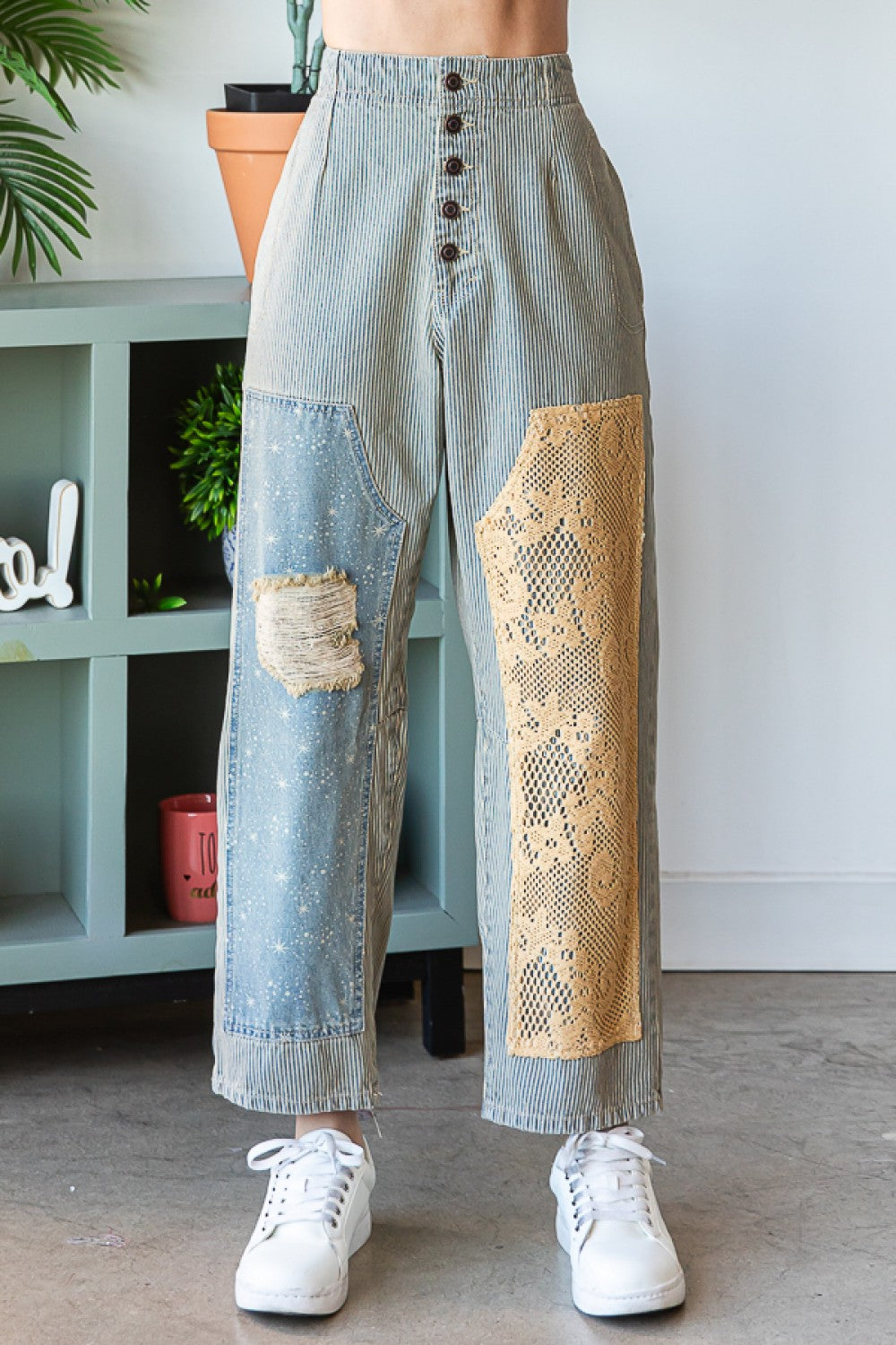 Oli & Hali Washed Stripped Baggy Pants