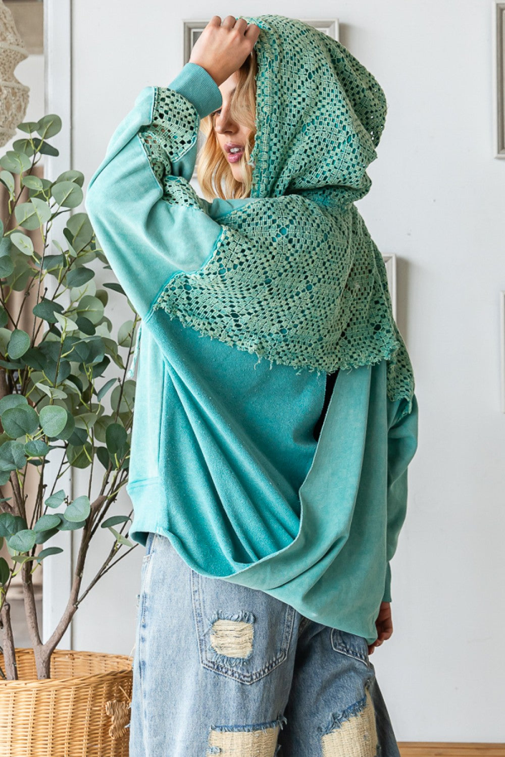 Oli & Hali Washed Back Twist Hoodie Zip Up Top