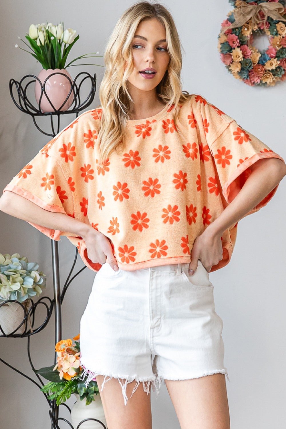 Oli & Hali Daisy Print Terry Top