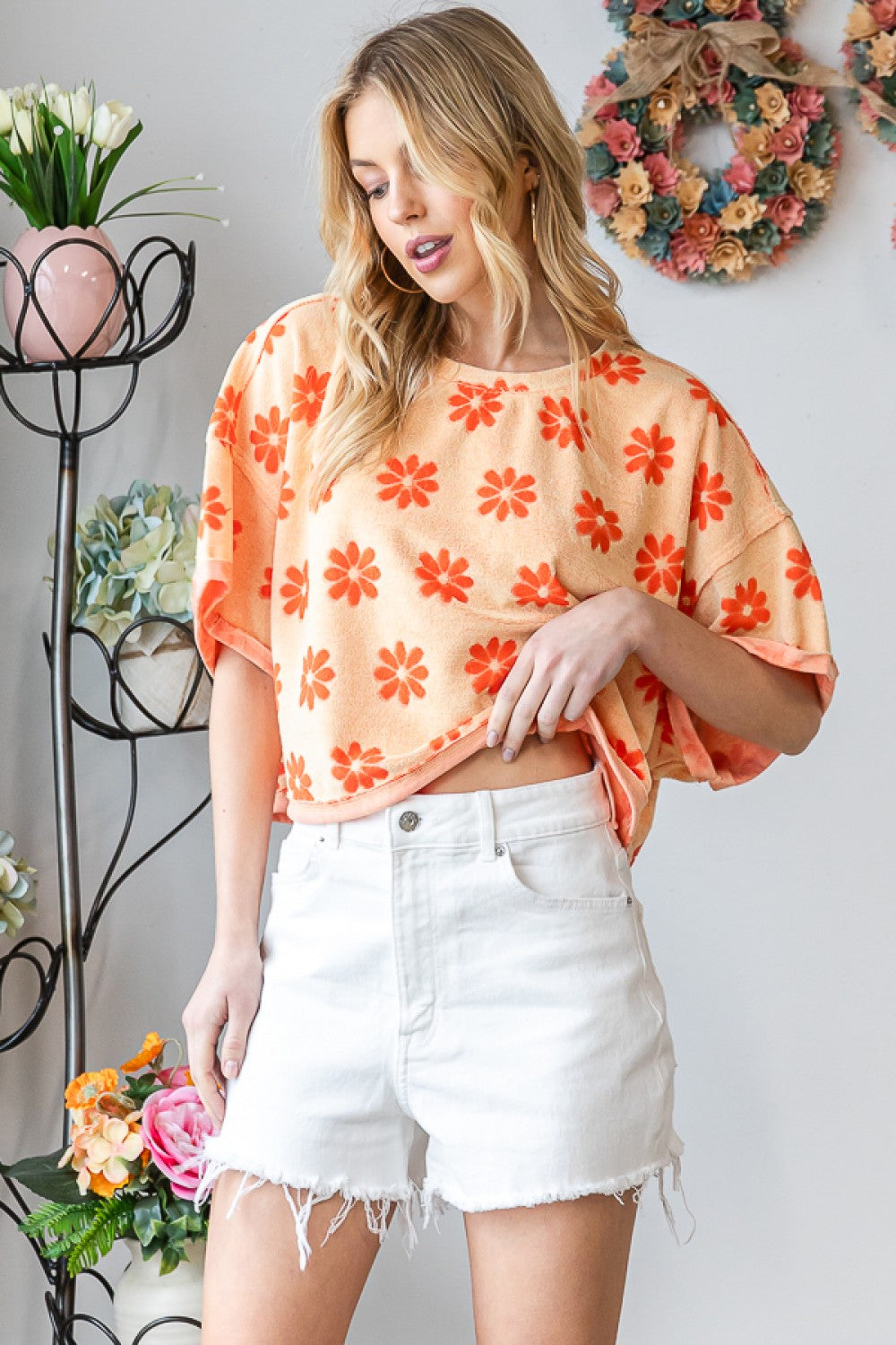 Oli & Hali Daisy Print Terry Top