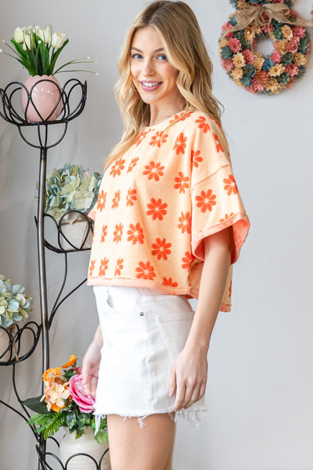 Oli & Hali Daisy Print Terry Top