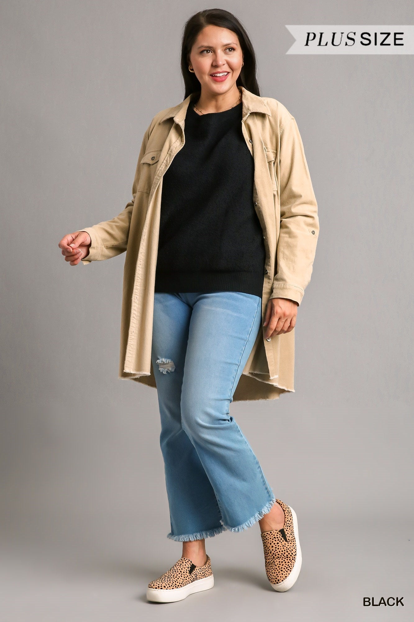 Umgee Plus Puff Sleeve Boat Neck Sweater Top