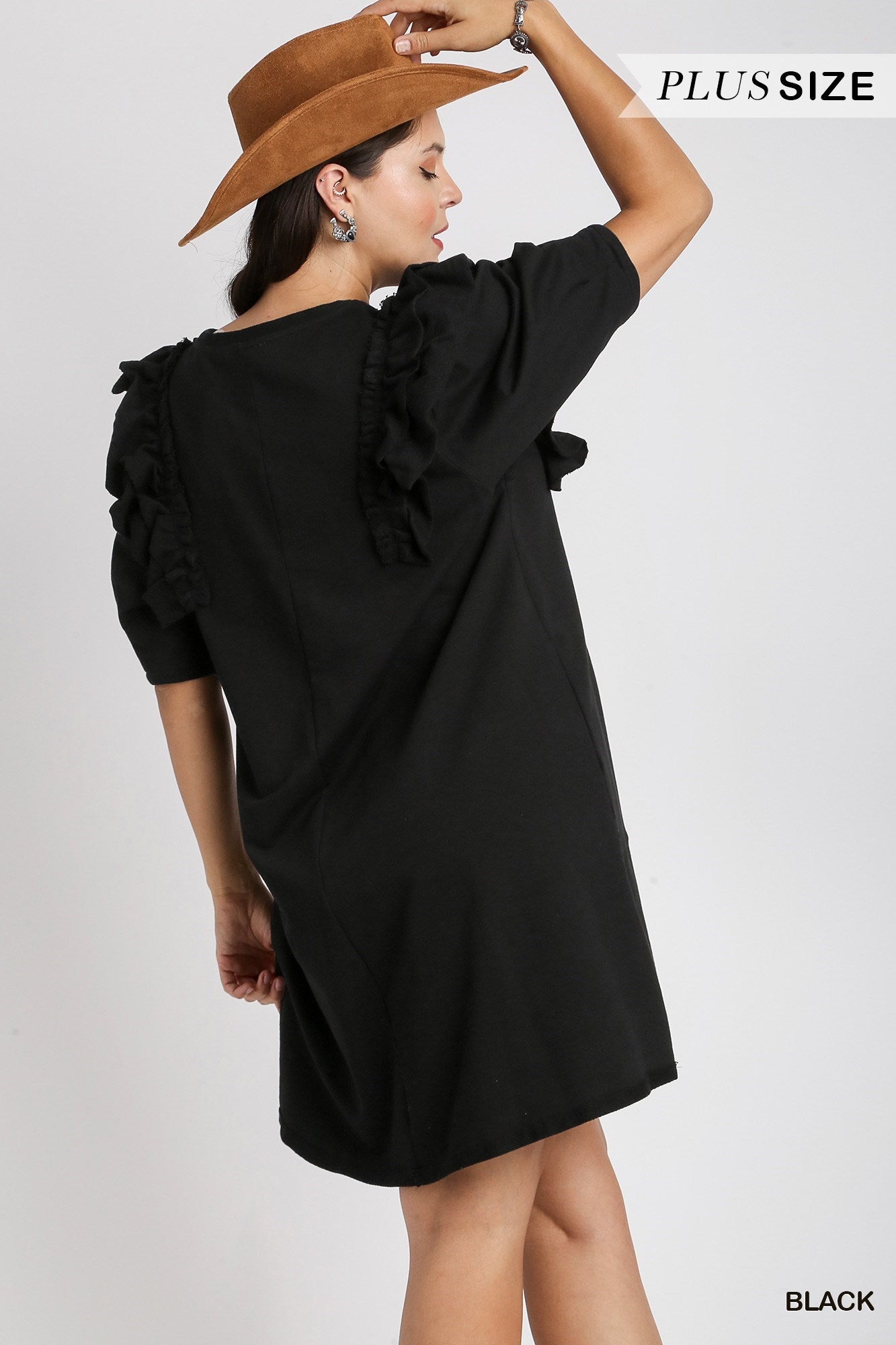 Umgee Plus Size French Terry Cotton Dress