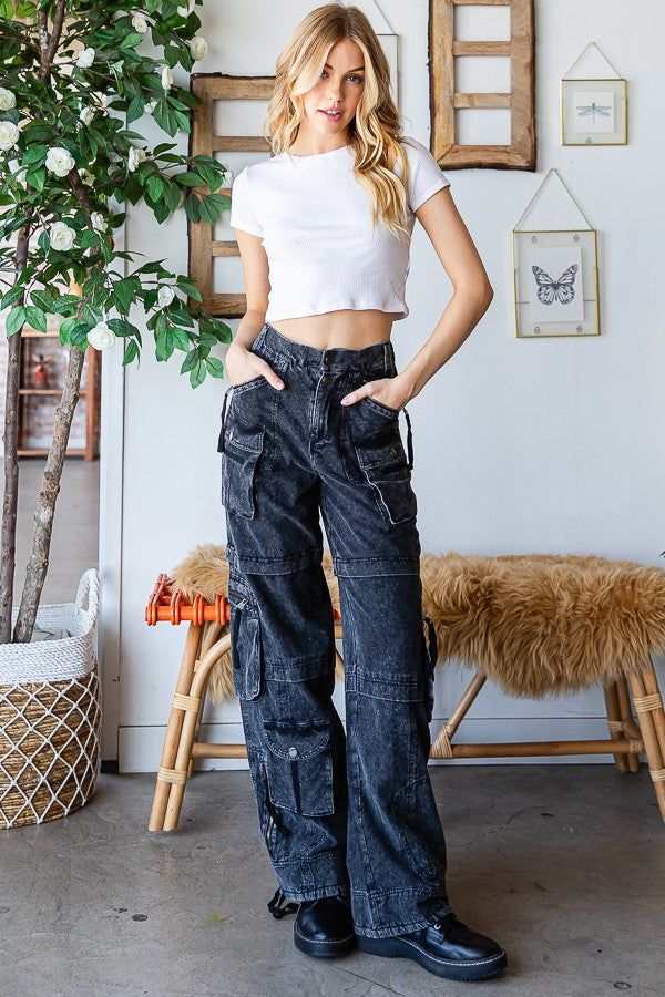 Oli & Hali Mineral Washed 11pkts Cargo Pants