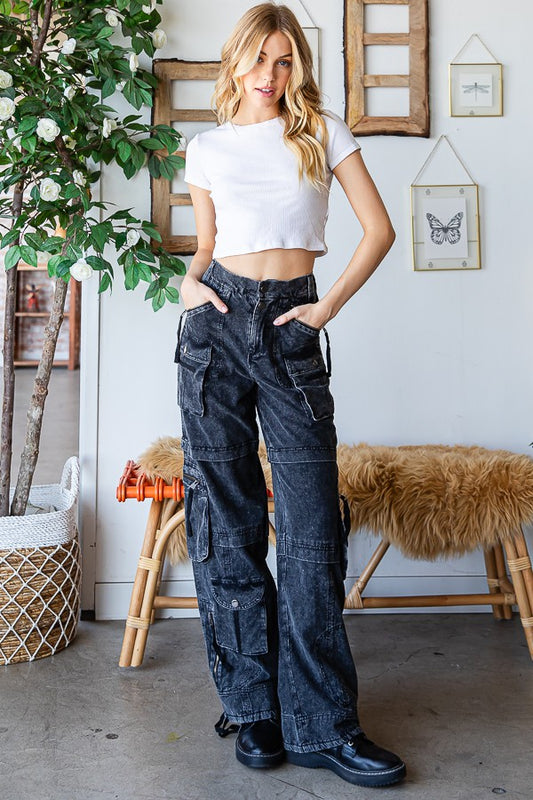 Oli & Hali Mineral Washed 11pkts Cargo Pants