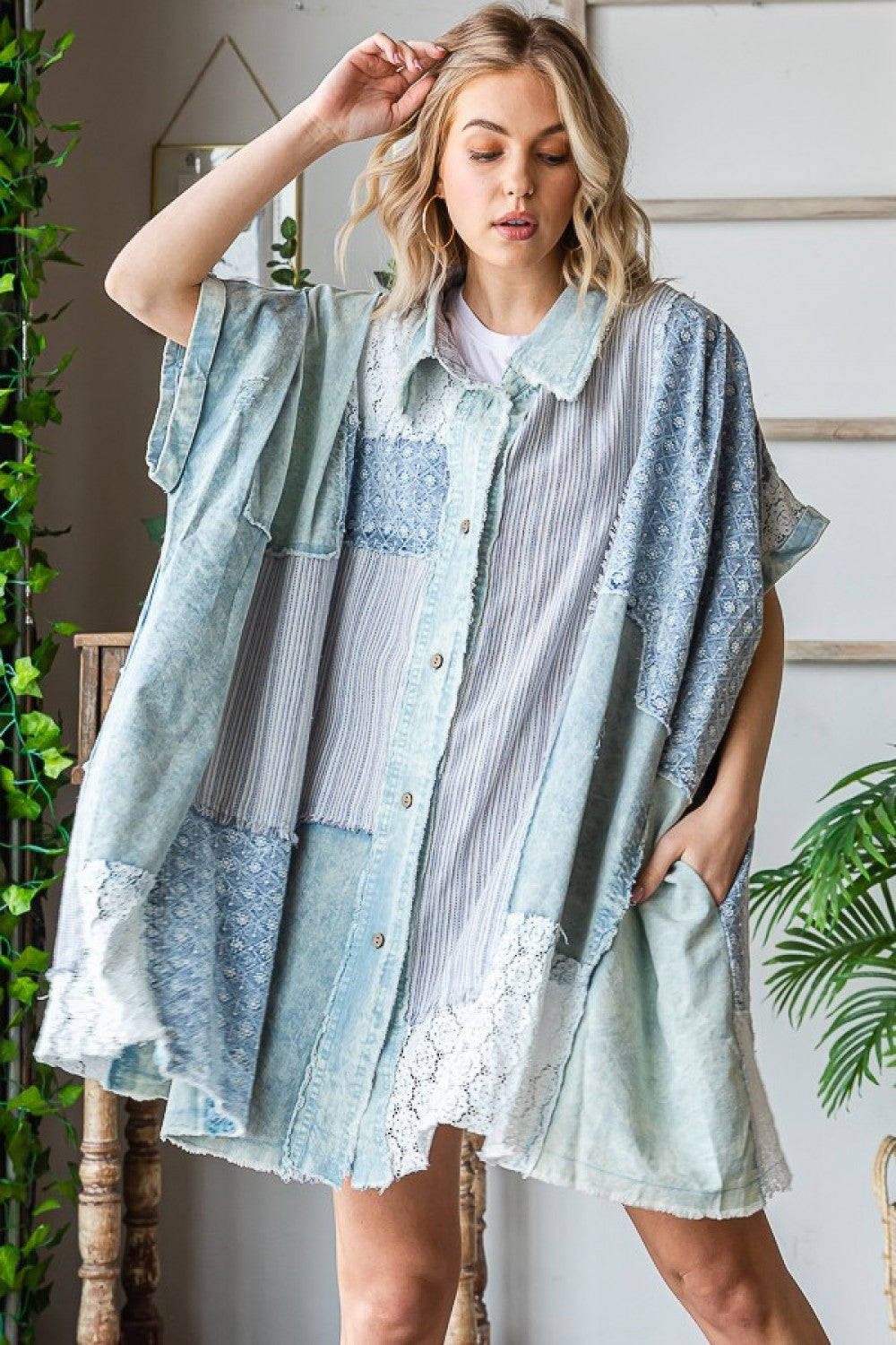 Oli & Hali Fabric Mixed Shirt Dress