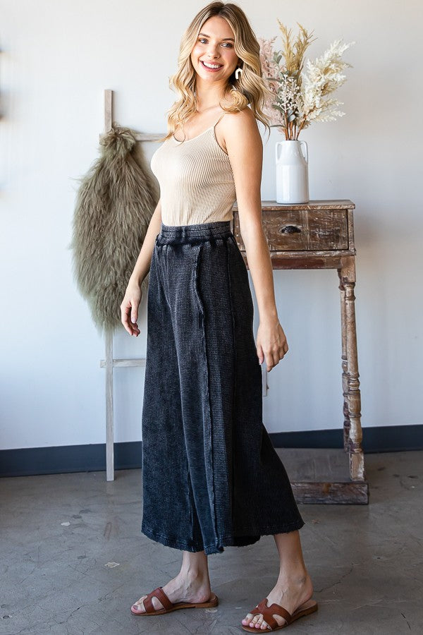 Oli & Hali Mineral Washed Elastic Waist Wide Leg Pants