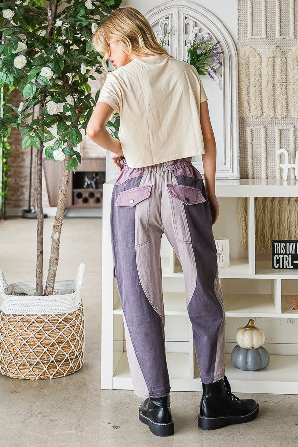 Oli & Hali Washed Color Block Cargo Pants