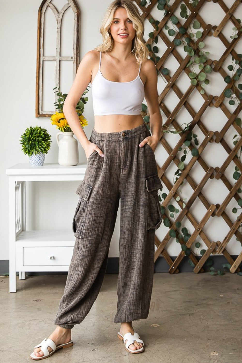 Oli & Hali Washed Baggy Cargo Relaxed Fit Pants