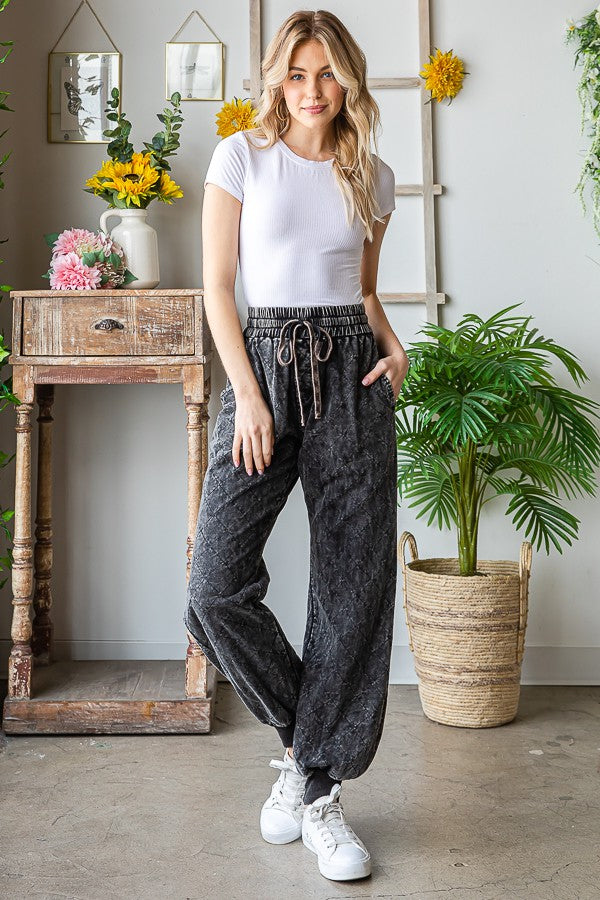 Oli & Hali Washed Quilt Stitched Jogger Pants