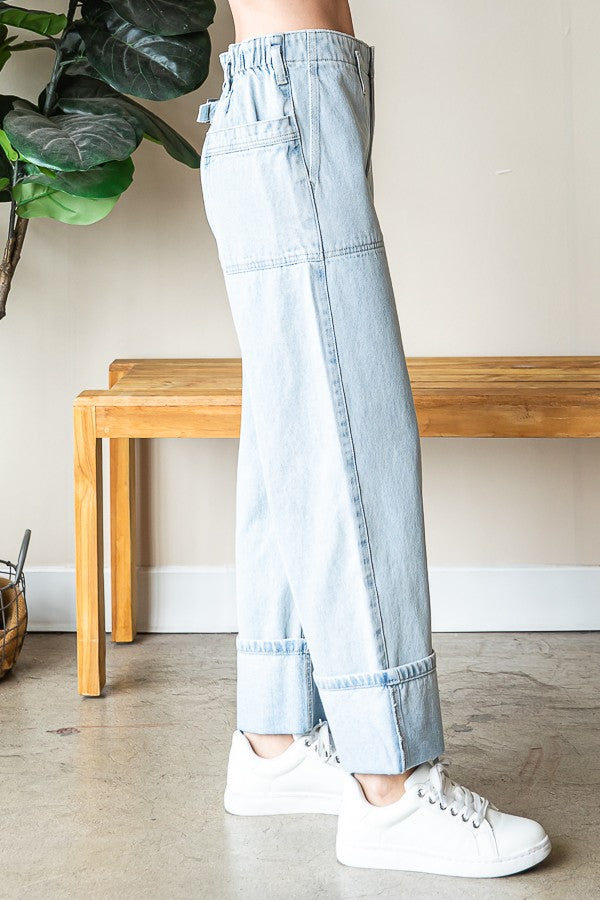 Oli & Hali Washed Wide Straight Denim Pants