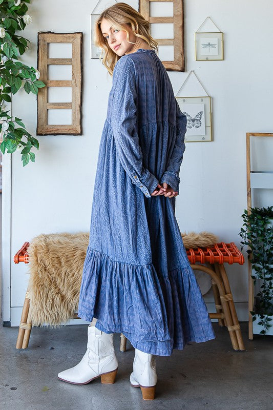 Oli & Hali Boho Washed Long Line Cotton Duster Dress