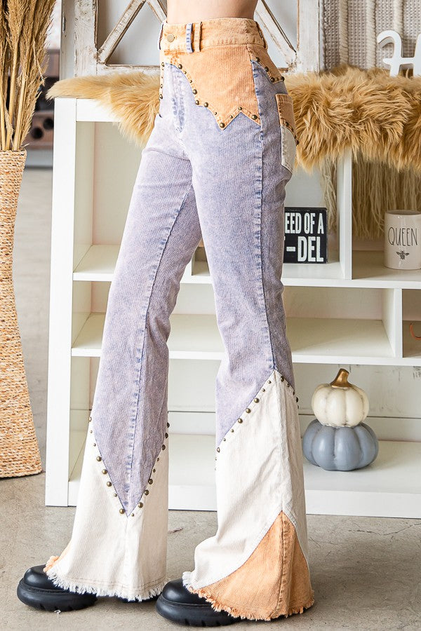 Oli & Hali Corduroy Colorblocked Bootcut Pants