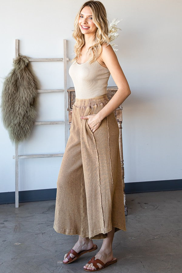 Oli & Hali Mineral Washed Elastic Waist Wide Leg Pants
