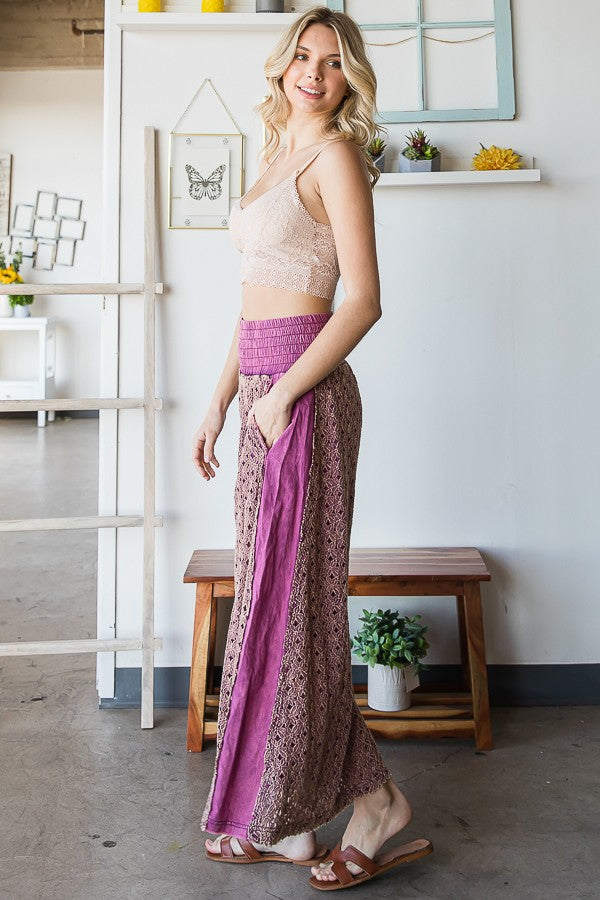 Oli & Hali Mineral Washed Lace Wide Pants