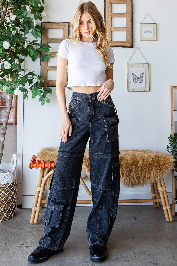 Oli & Hali Mineral Washed 11pkts Cargo Pants