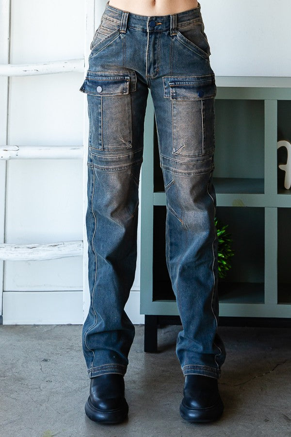 Oli & Hali Washed Cargo Straight Pants