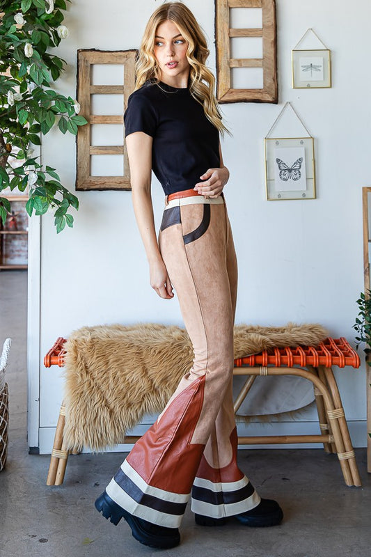 Oli & Hali Suede Toy Story Flared Leg Pants