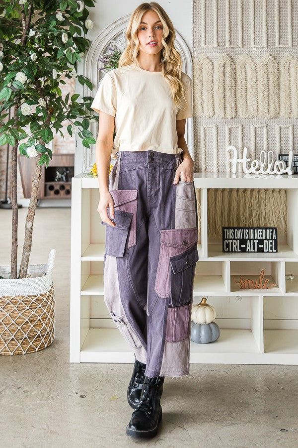 Oli & Hali Washed Color Block Cargo Pants