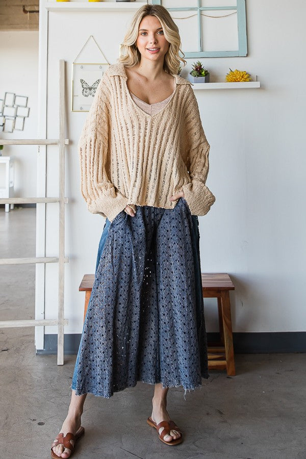 Oli & Hali Mineral Washed Lace Wide Pants