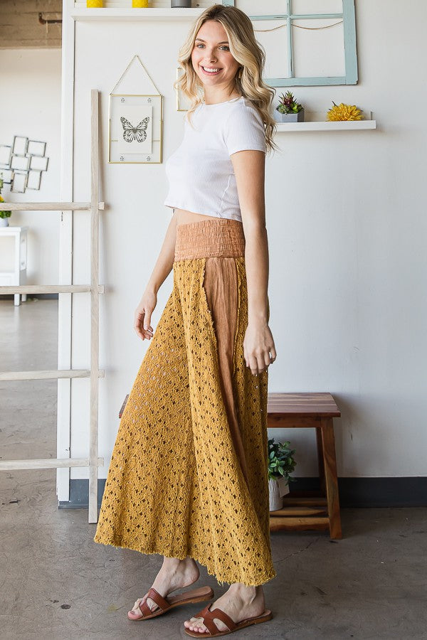 Oli & Hali Mineral Washed Lace Wide Pants