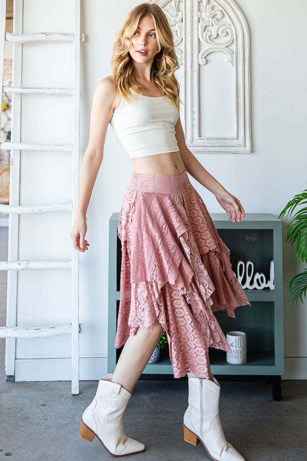 Oli & Hali Multi Lace Mixed Mid Skirt Pants