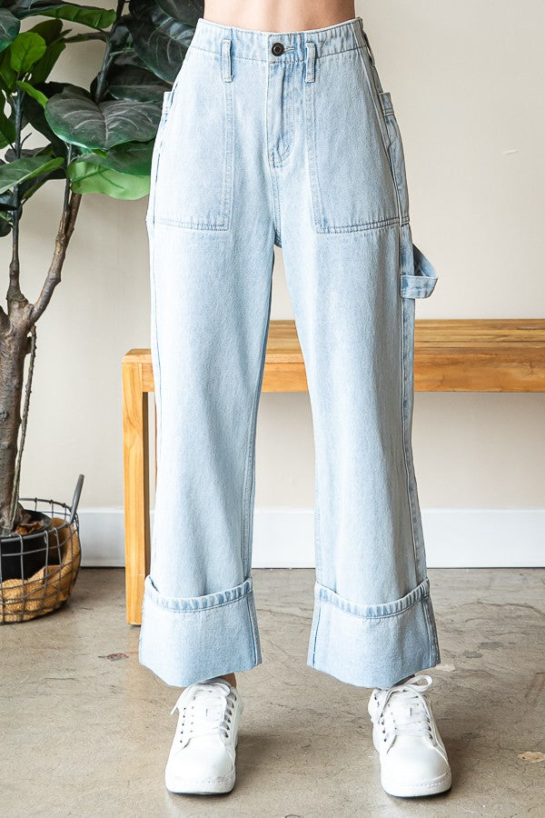 Oli & Hali Washed Wide Straight Denim Pants