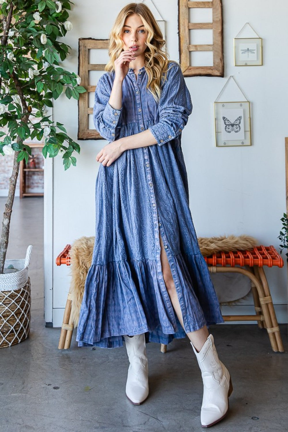 Oli & Hali Washed Long Line Cotton Duster Dress