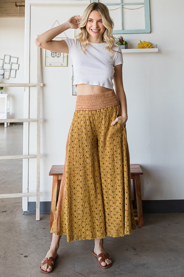 Oli & Hali Mineral Washed Lace Wide Pants