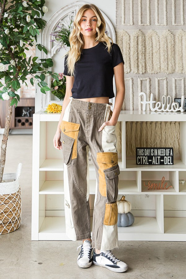 Oli & Hali Washed Color Block Cargo Pants
