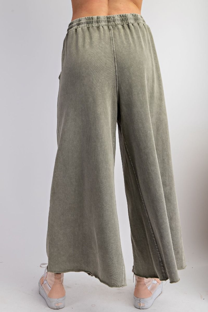 Easel Plus Washed Terry Knit Relaxed Silhouette Wide Pants