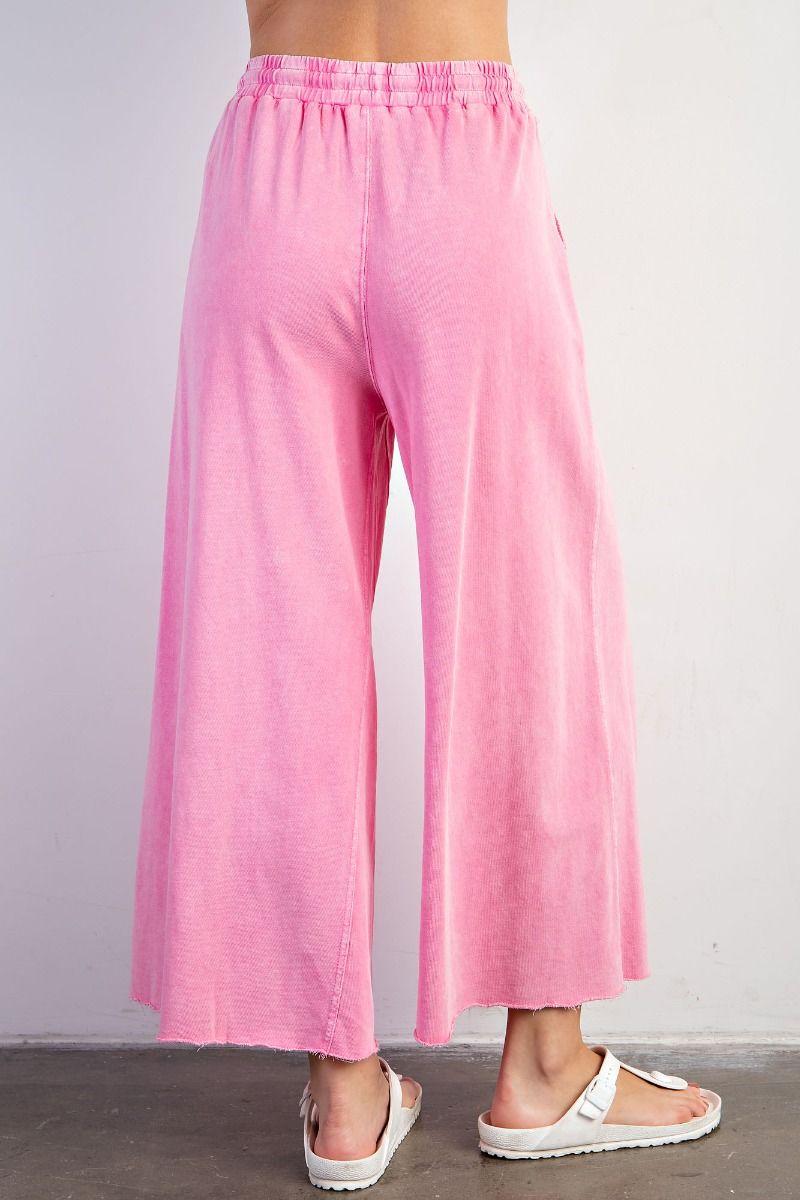 Easel Plus Washed Terry Knit Relaxed Silhouette Wide Pants