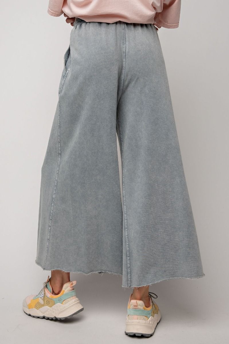 Easel Plus Washed Terry Knit Relaxed Silhouette Wide Pants