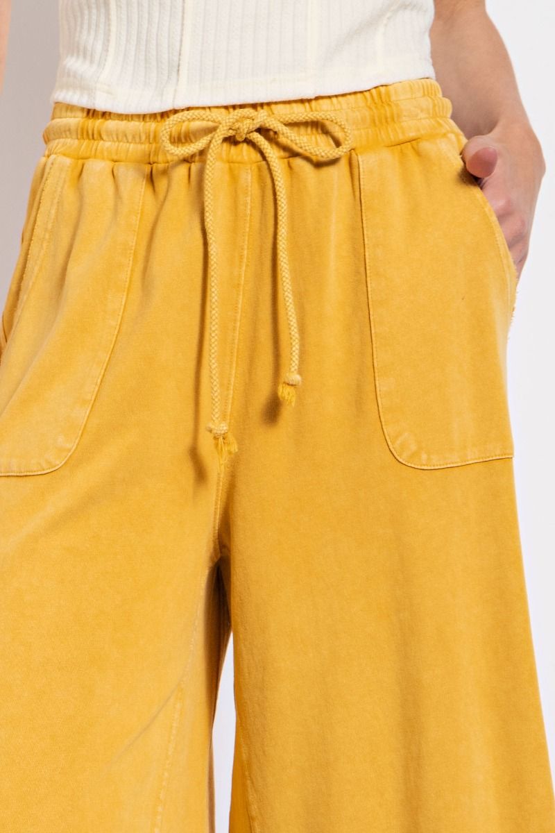 Easel Plus Washed Terry Knit Relaxed Silhouette Wide Pants