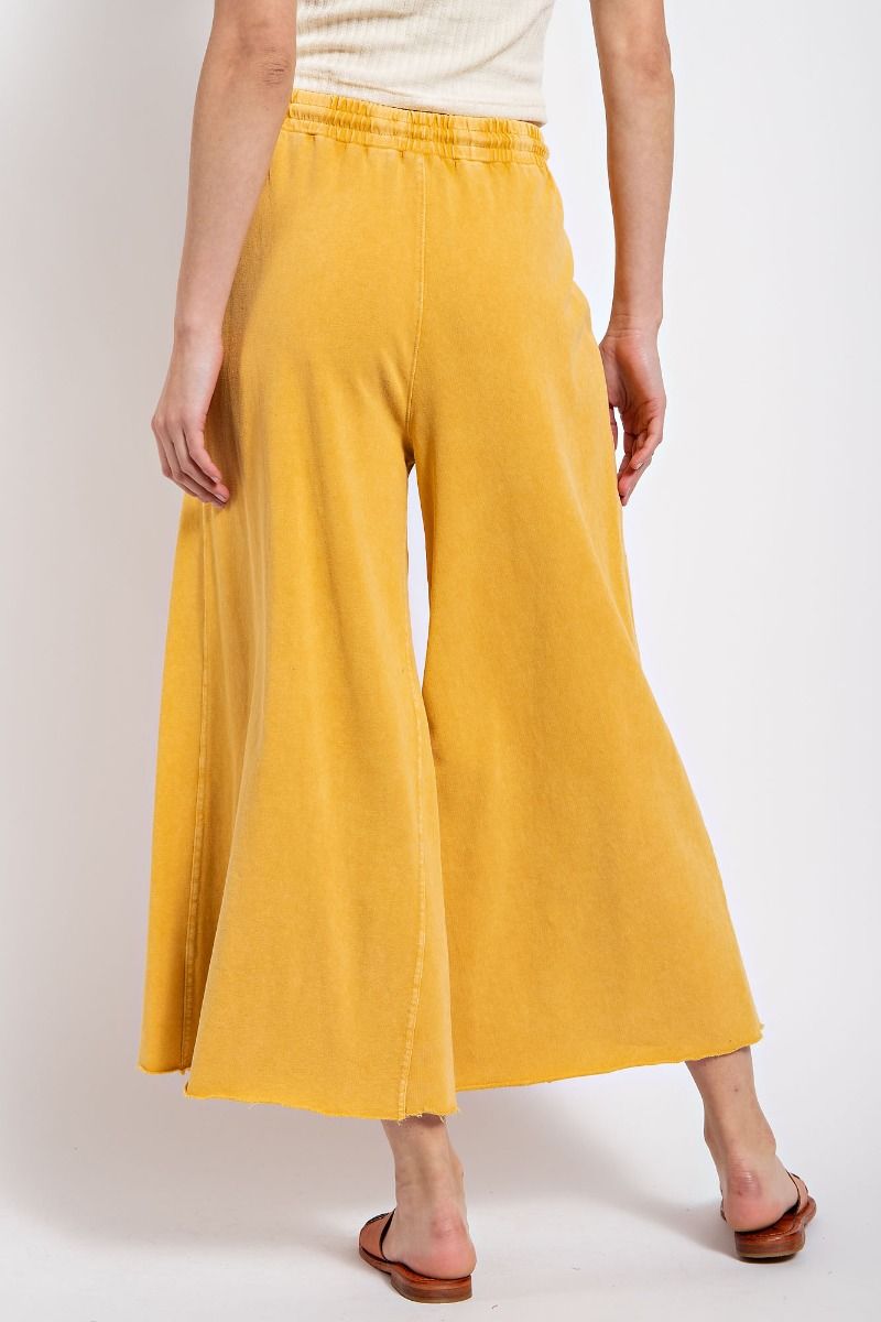 Easel Plus Washed Terry Knit Relaxed Silhouette Wide Pants