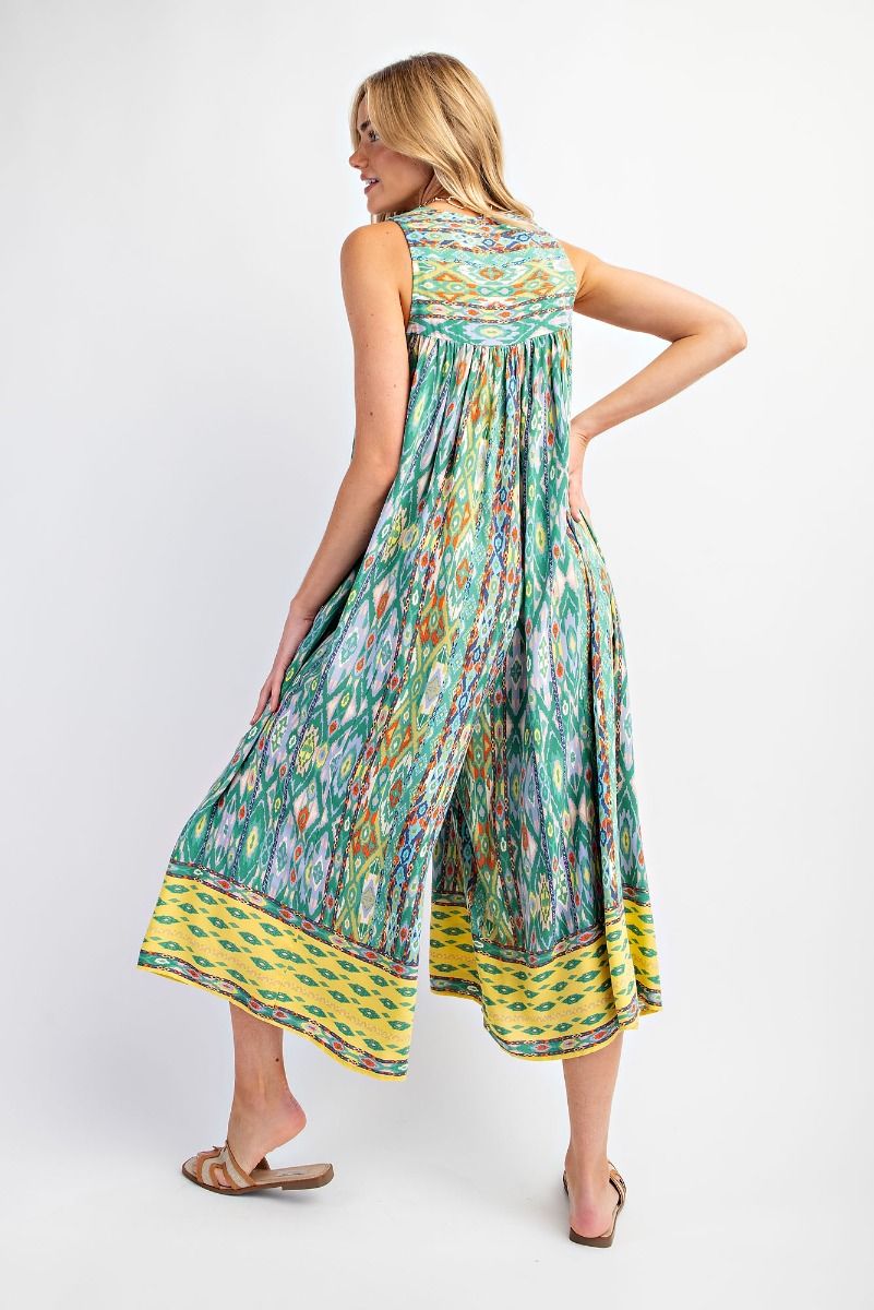 Easel Plus Ethnic Border Printed Challis Wide Leg Pants