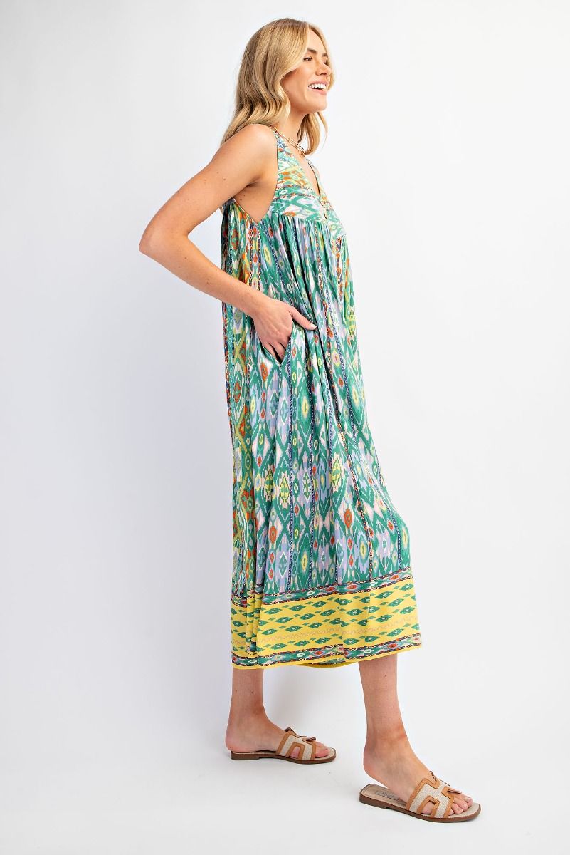 Easel Plus Ethnic Border Printed Challis Wide Leg Pants