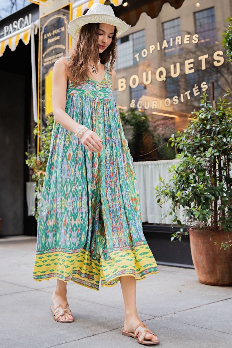 Easel Plus Ethnic Border Printed Challis Wide Leg Pants