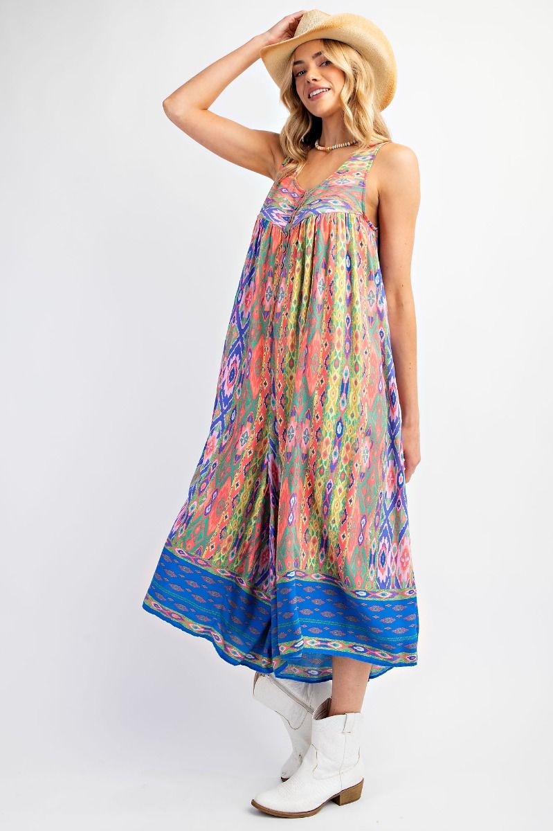 Easel Plus Ethnic Border Printed Challis Wide Leg Pants