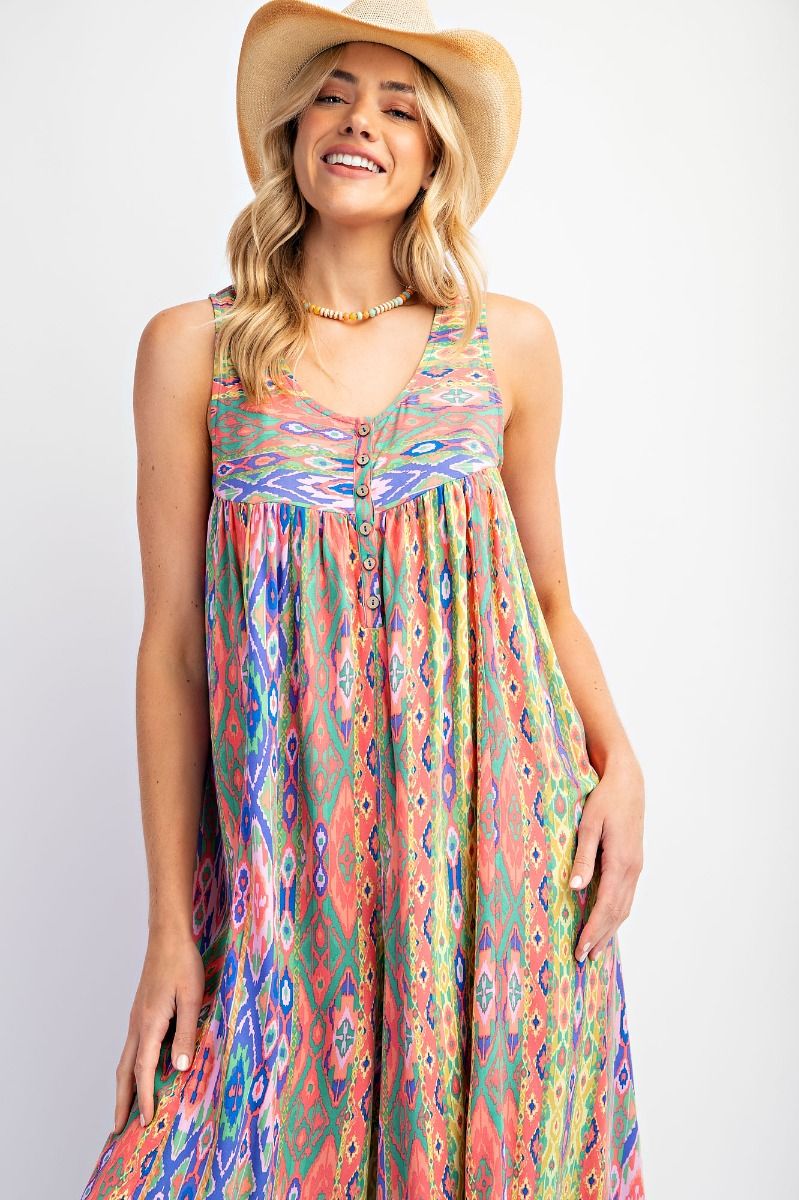 Easel Plus Ethnic Border Printed Challis Wide Leg Pants